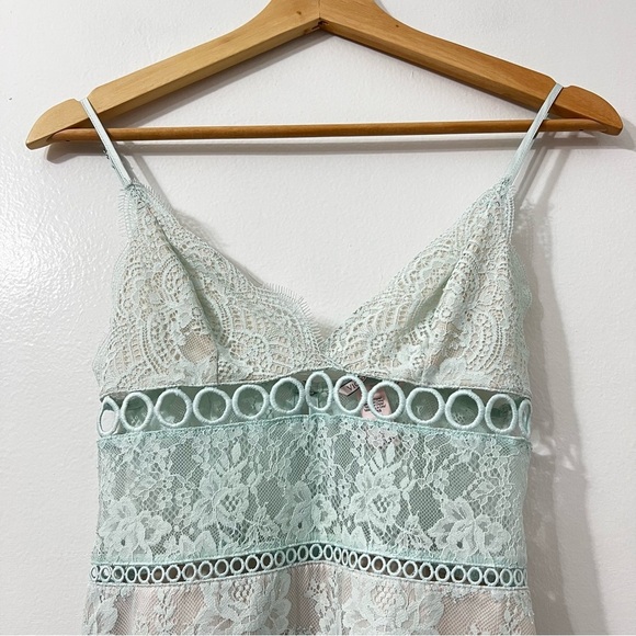 Victoria’s Secret XS Green Babydoll Y2K Coquette Mini Fairy Lace Mini Dress - Picture 3 of 13